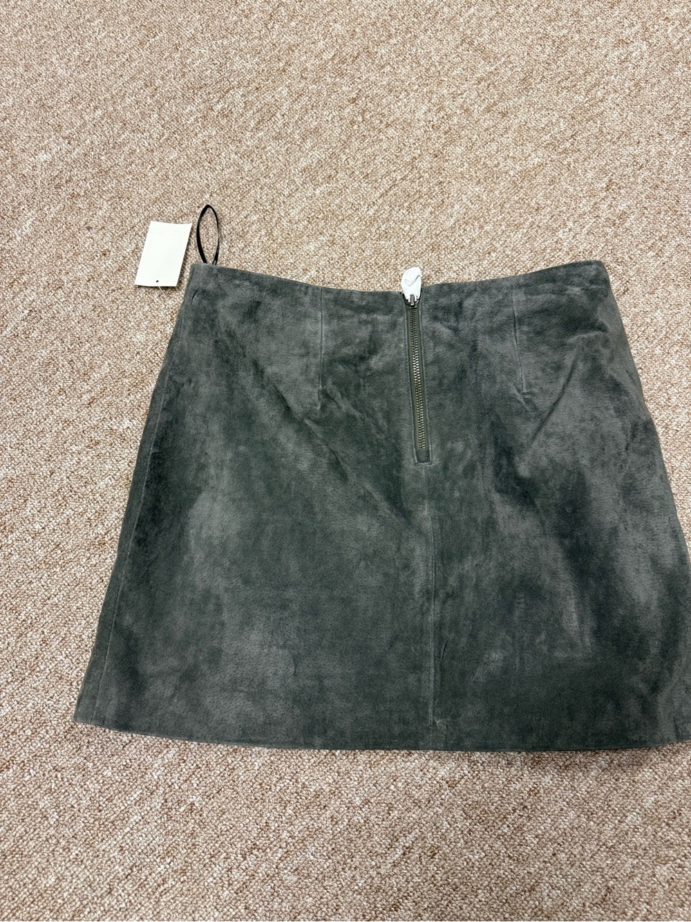 Nordstrom Charcoal Suede Mini Skirt with Front Zip BlankNYC
